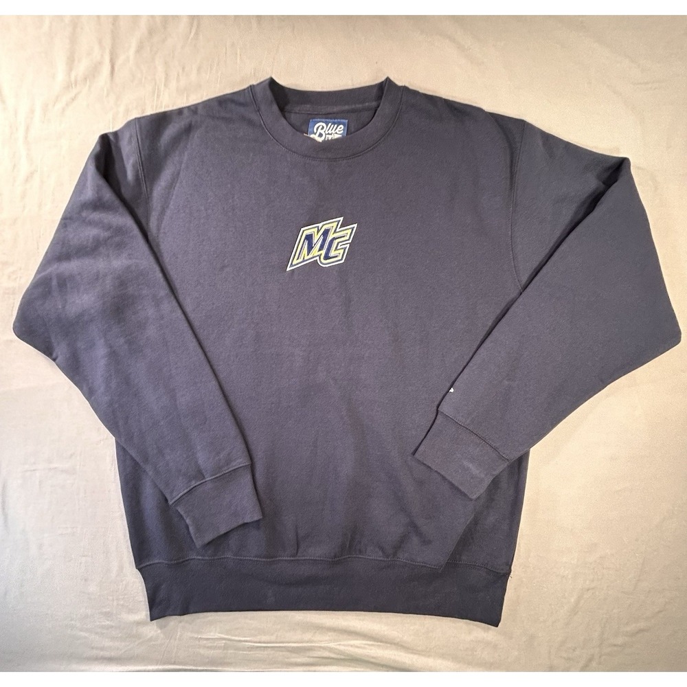 Blue 84 Merrimack College Warriors Crewneck Navy Sweatshirt Mens Large NEW